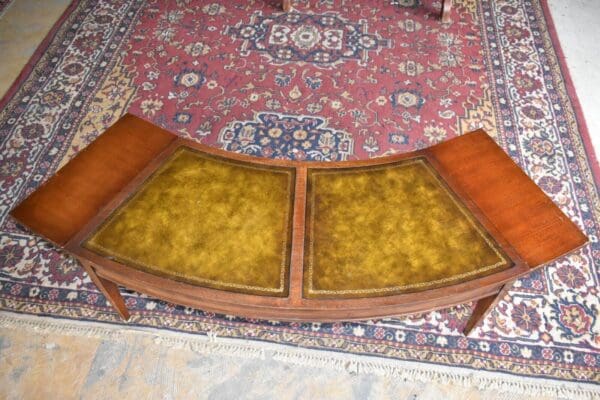 Mid-Century Vintage Leather Top Mahogany Drop Sides Coffee Table