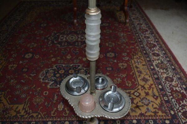 Art Deco Floor Lamp Ashtray Combo, Smoking Stand