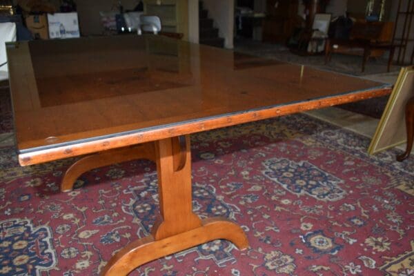 Vintage Rustic Cabin Kitchen Dining Table and Ladder Back Cane Chairs