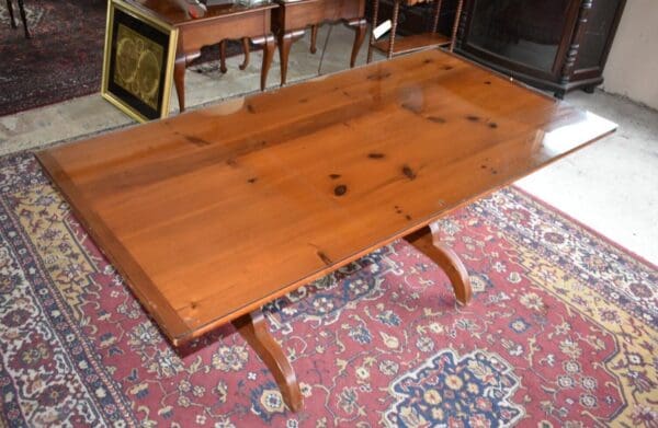 Vintage Rustic Cabin Kitchen Dining Table and Ladder Back Cane Chairs