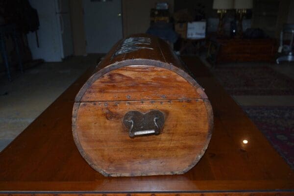 Antique Barrel Style Chest, Wood Box Basset Hounds