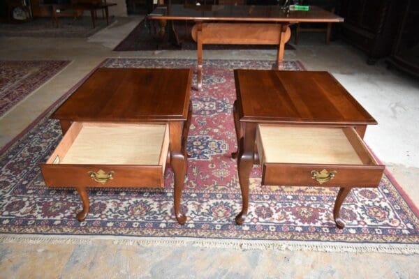 Lenoir House Cherry End Tables, A Pair