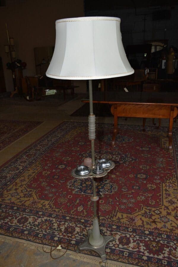 Art Deco Floor Lamp Ashtray Combo, Smoking Stand