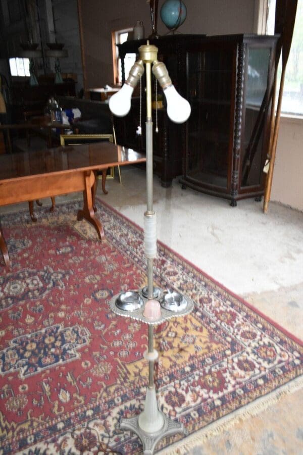 Art Deco Floor Lamp Ashtray Combo, Smoking Stand