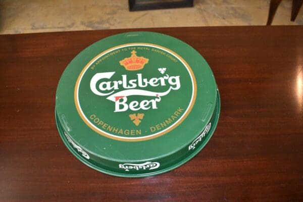 Vintage Green Carlsberg Beer Tray, Copenhagen Denmark, Made in Germany