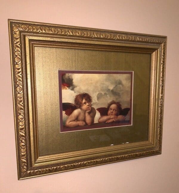 Gold Framed Print of Angels Cherubs Spiritual Religious Wall Art