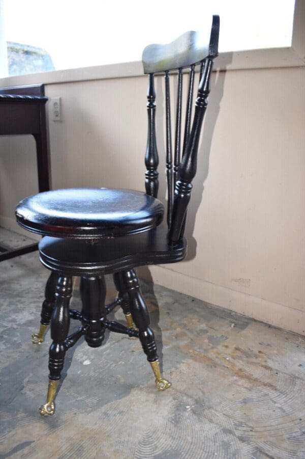 Rare Victorian Antique Piano Stool Painted Black