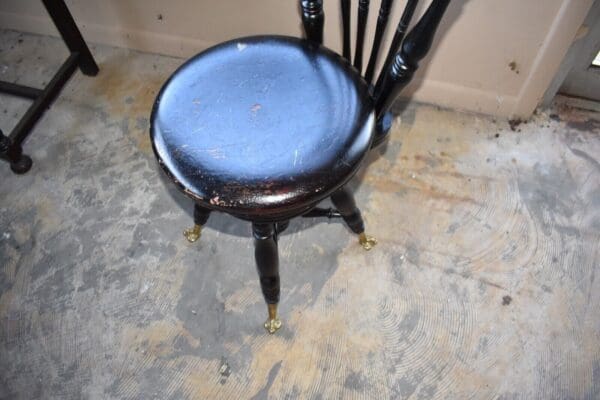 Rare Victorian Antique Piano Stool Painted Black