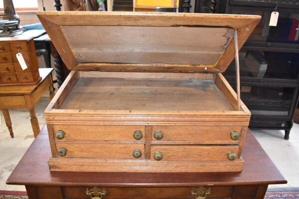 Antique Oak School Master's Slant Front Oak Desk