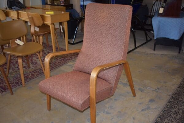 Thonet Mid Century Modern Bentwood Highback Upholstered Chair