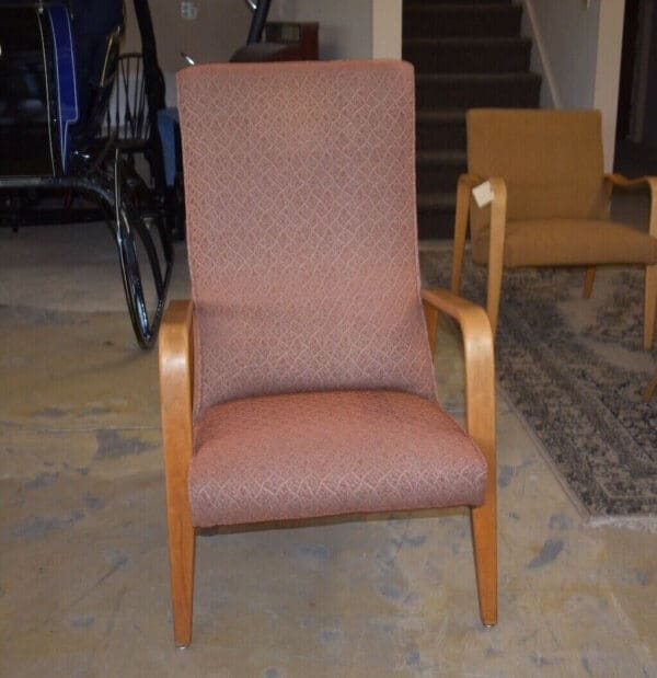 Thonet Mid Century Modern Bentwood Highback Upholstered Chair