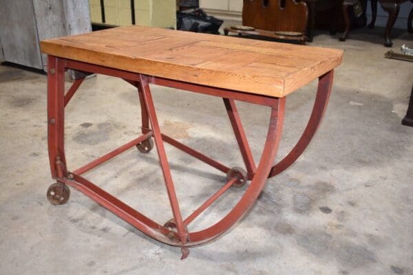 Steampunk One of a Kind Industrial Cart Coffee Table, Wood & Metal