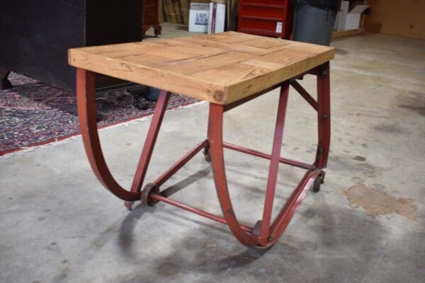 Steampunk One of a Kind Industrial Cart Coffee Table, Wood & Metal