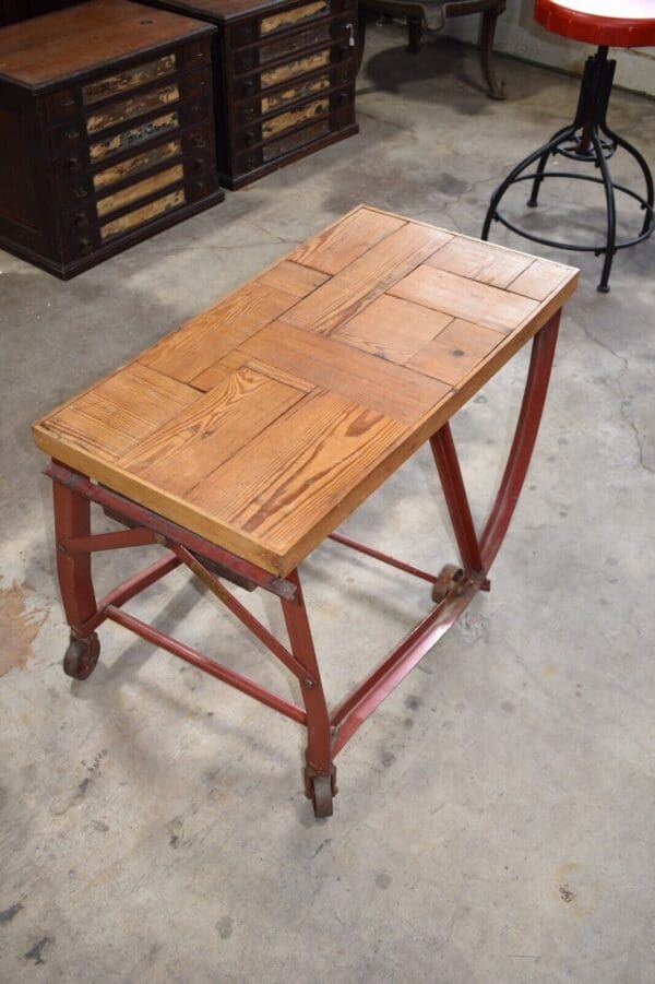 Steampunk One of a Kind Industrial Cart Coffee Table, Wood & Metal