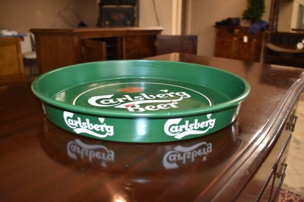 Vintage Green Carlsberg Beer Tray, Copenhagen Denmark, Made in Germany