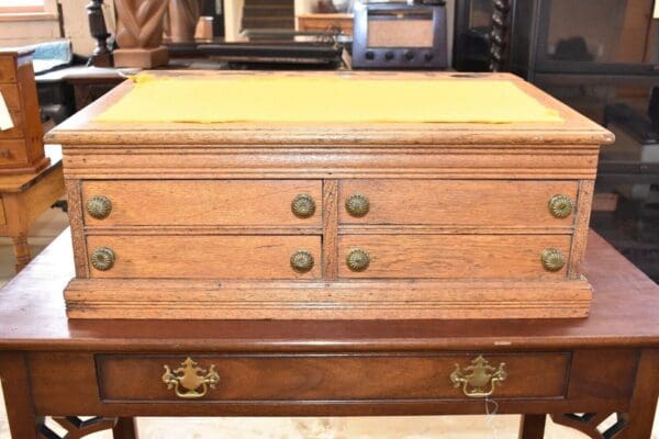 Antique Oak School Master's Slant Front Oak Desk