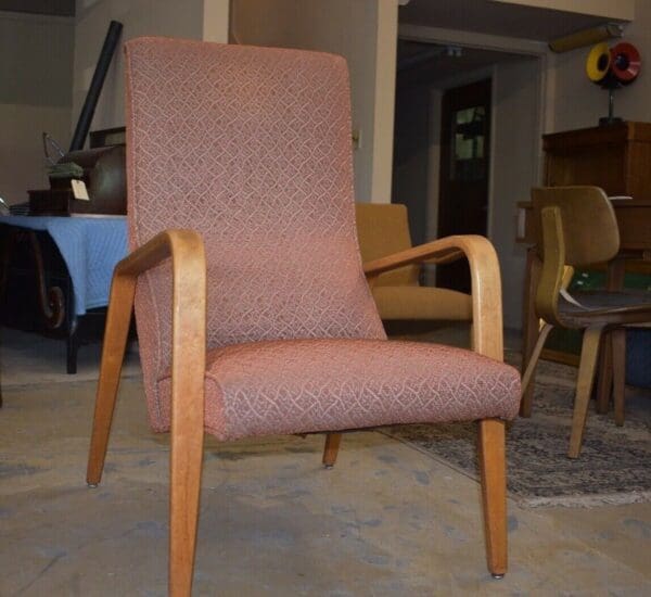 Thonet Mid Century Modern Bentwood Highback Upholstered Chair