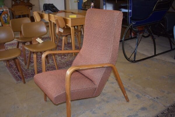 Thonet Mid Century Modern Bentwood Highback Upholstered Chair