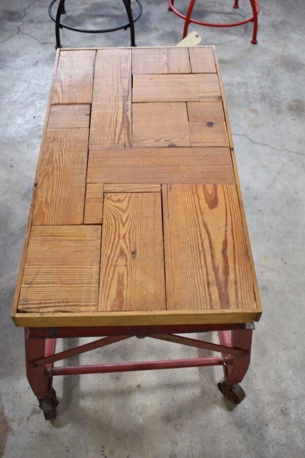 Steampunk One of a Kind Industrial Cart Coffee Table, Wood & Metal