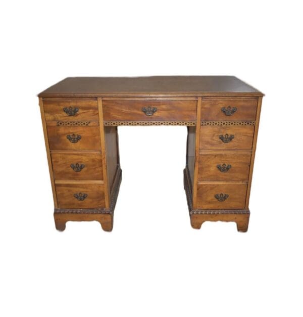 Antique Leather Top Kneehole Desk