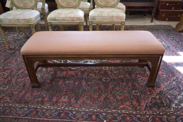 Vintage Henredon Furniture Co Large Pink Upholstered Bench