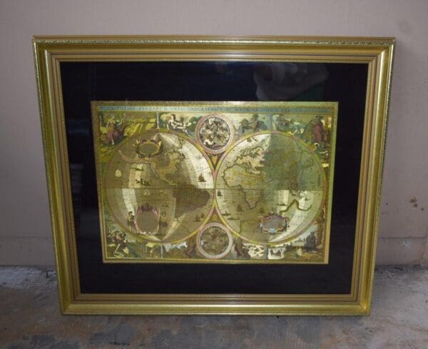 NOVA Totius Gold Foil World Map in Gold Frame