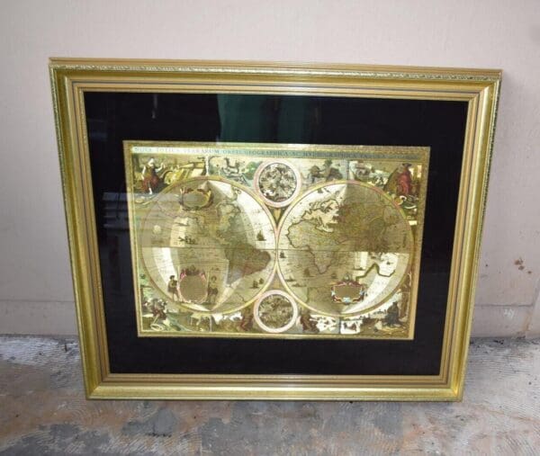 NOVA Totius Gold Foil World Map in Gold Frame