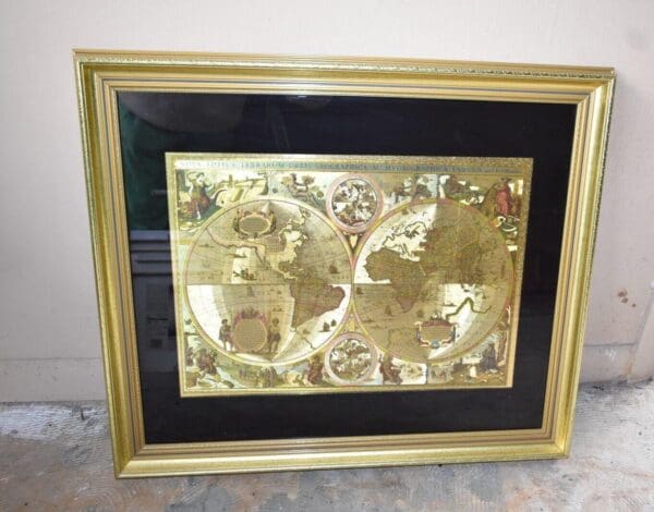 NOVA Totius Gold Foil World Map in Gold Frame