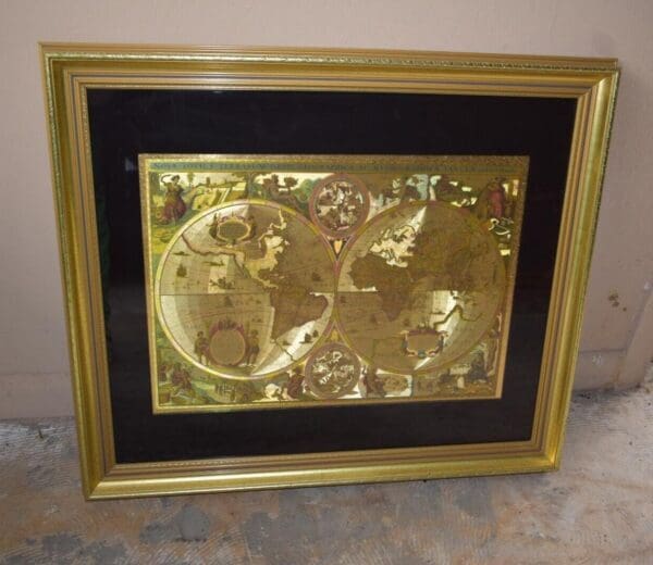 NOVA Totius Gold Foil World Map in Gold Frame