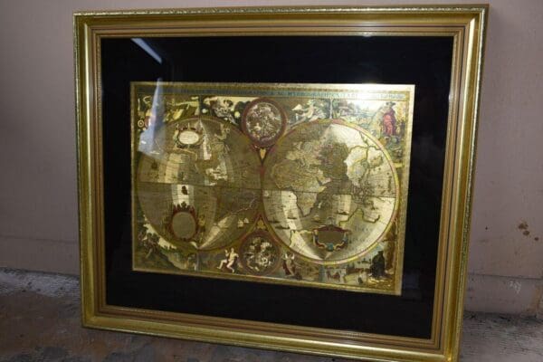 NOVA Totius Gold Foil World Map in Gold Frame