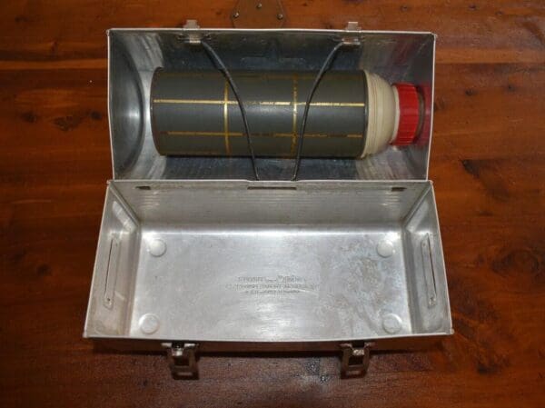 Vintage 1960's Mid Century Aluminum Thermos Lunch Pail & Thermos