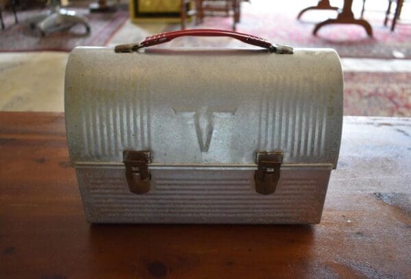 Vintage 1960's Mid Century Aluminum Thermos Lunch Pail & Thermos