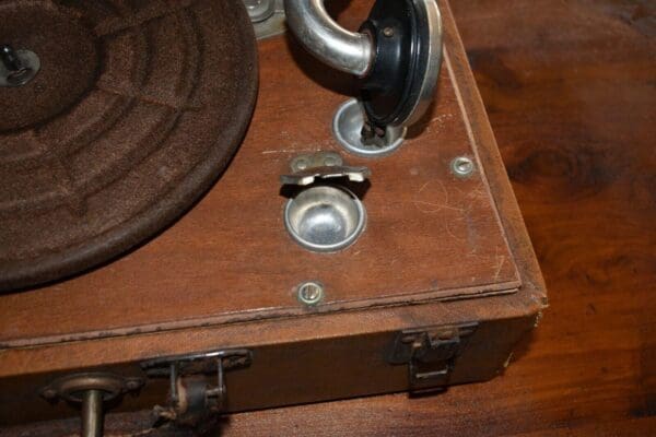 Antique Hand Crank Suitcase Portable Record Player by Birch Model 600