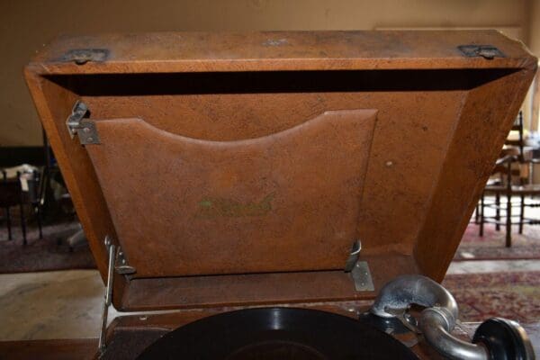 Antique Hand Crank Suitcase Portable Record Player by Birch Model 600