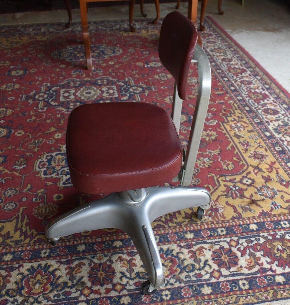 Mid Century Vintage Steel Rolling Office Chair by Cole-Steel NY