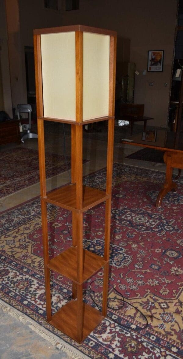 Mid Century Modern Tiered Wood Cube Floor Lamp