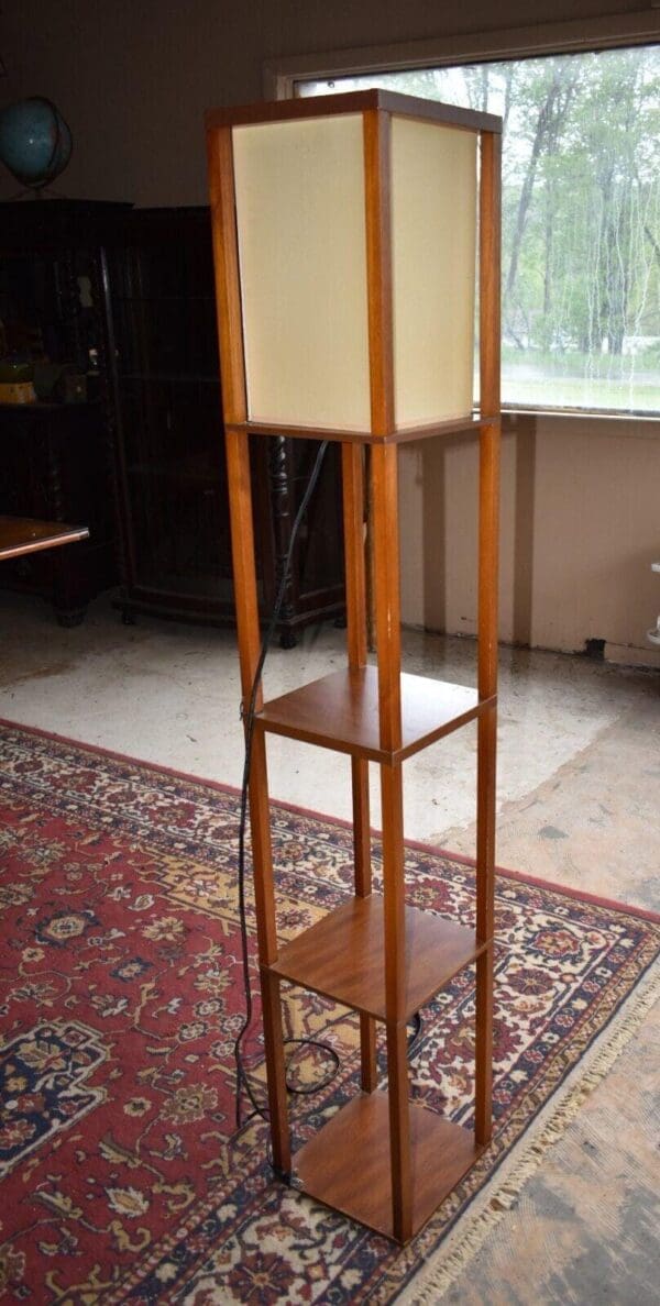 Mid Century Modern Tiered Wood Cube Floor Lamp