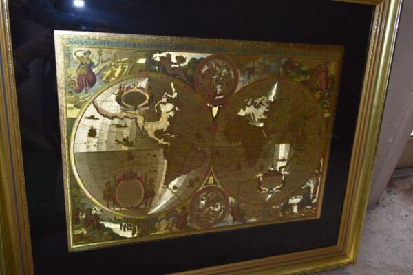 NOVA Totius Gold Foil World Map in Gold Frame