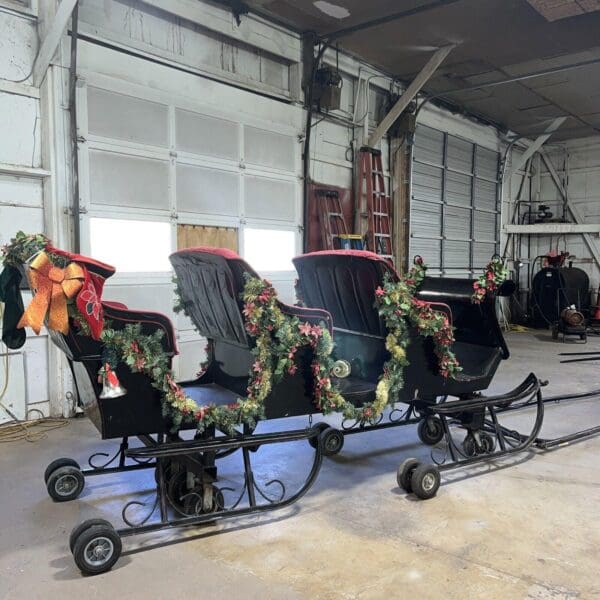 Large Parade Ready 3 Seat Sleigh On Wheels With Shafts