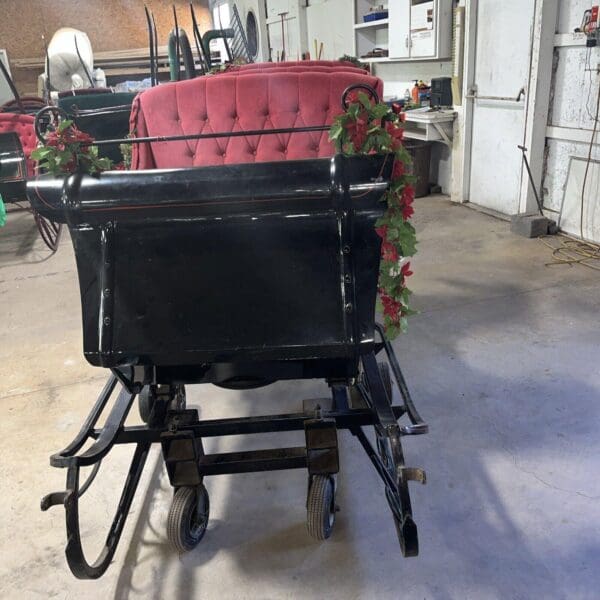 Large Parade Ready 3 Seat Sleigh On Wheels With Shafts