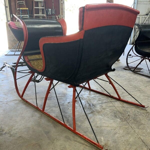 Antique Red & Black Portland Cutter Sleigh With Shafts