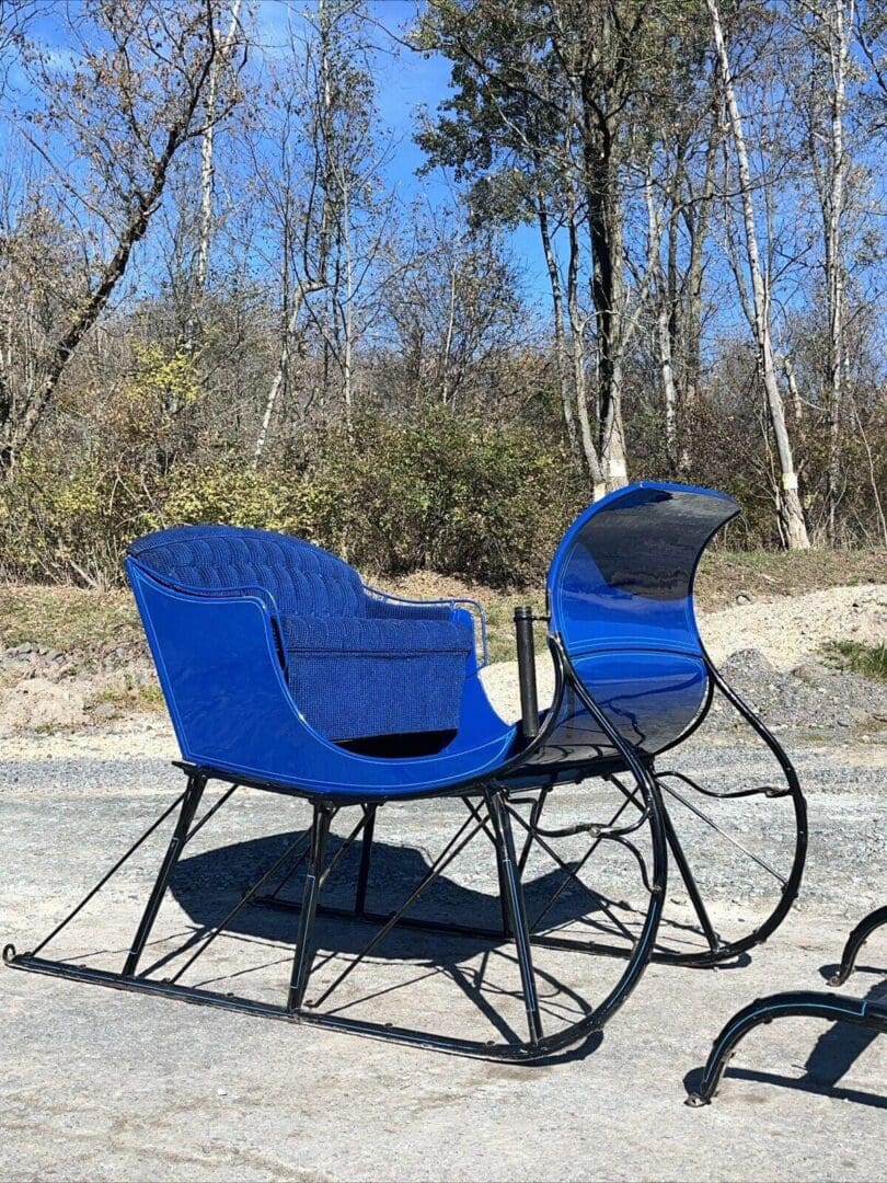 Antique Blue Restored Portland Cutter Sleigh With Shafts