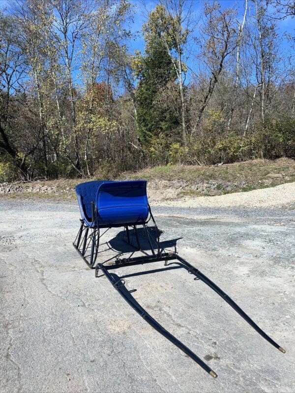 Antique Blue Restored Portland Cutter Sleigh With Shafts