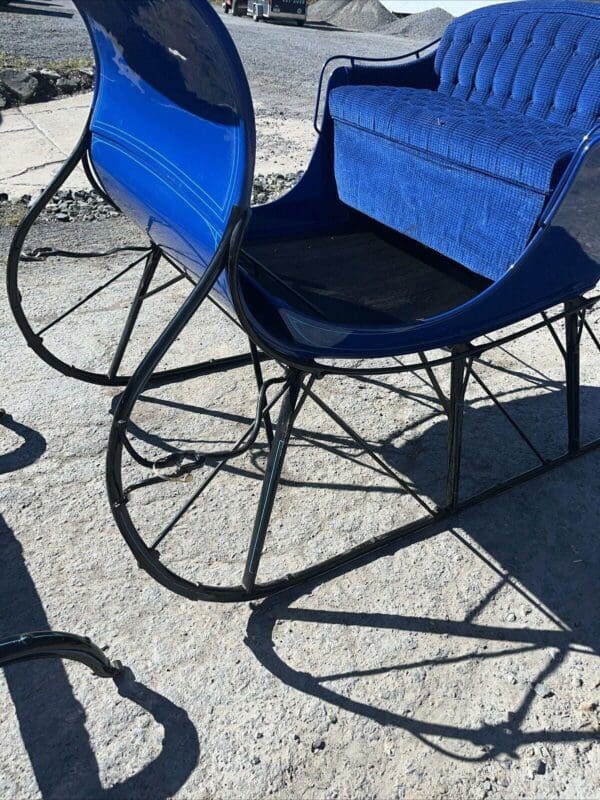 Antique Blue Restored Portland Cutter Sleigh With Shafts