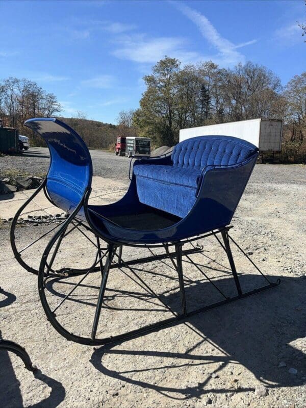 Antique Blue Restored Portland Cutter Sleigh With Shafts