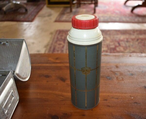 Vintage 1960's Mid Century Aluminum Thermos Lunch Pail & Thermos