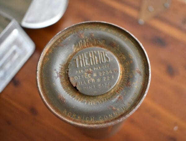 Vintage 1960's Mid Century Aluminum Thermos Lunch Pail & Thermos