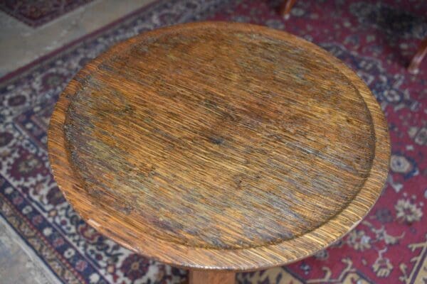 Vintage Antique Oak Pedestal with Milk Glass Top