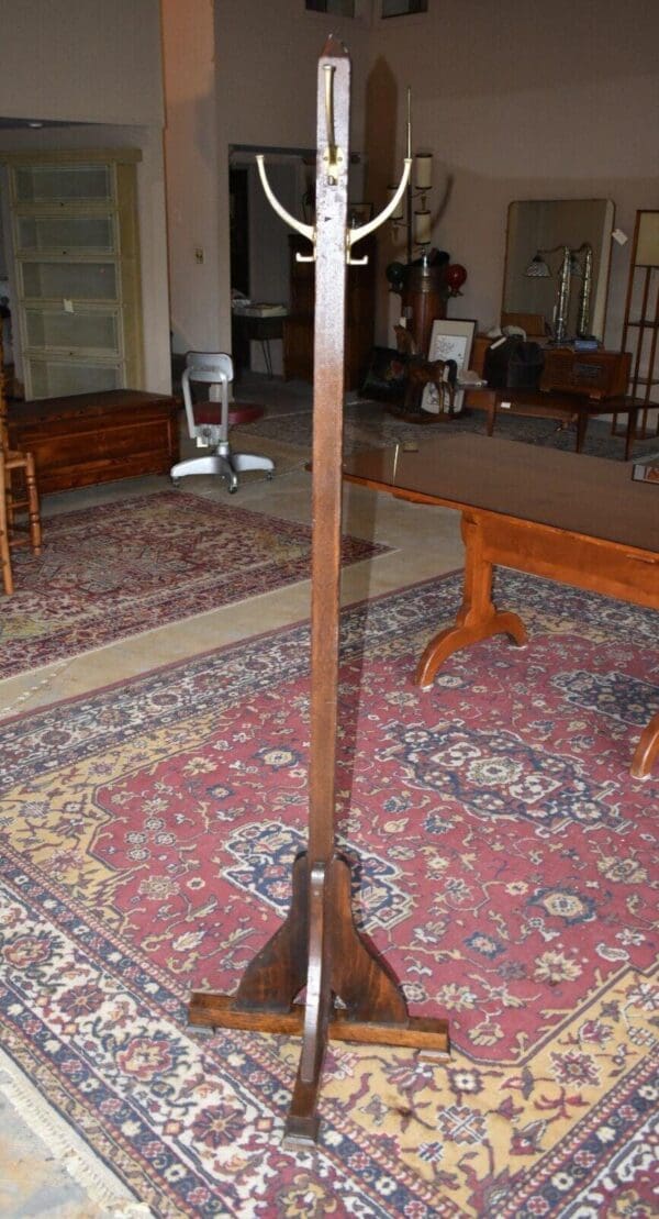 Antique Oak Coat Tree, Vintage Hall Coat Hat Rack