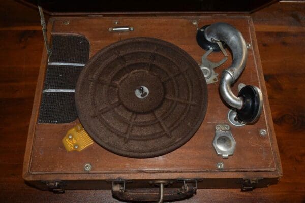 Antique Hand Crank Suitcase Portable Record Player by Birch Model 600